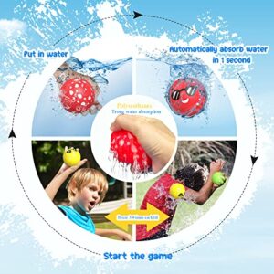 DOUBLMII Reusable Balloons for Summer Water Fun, Refillable and Self-Absorbing Water Balls, Quick Fill Outdoor Toys, Pool Toys, Water Games for Kids
