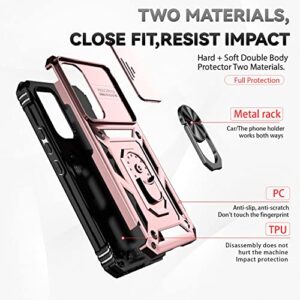 MLDWH Samsung Galaxy A54 5G Case with Stand Kickstand Ring and Camera Cover with Screen Protector [2 Pack], Heavy Duty Military Grade Shockproof Protective Cover for Samsung Galaxy A54 5G (Rose Gold)