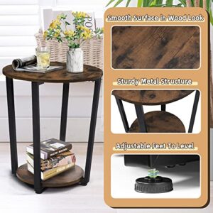 BETTAHOME Accent Round Side Table, 2-Tier Industrial End Table, Sofa/Couch Side Table, Ideal for Living Room, Bedroom BT024