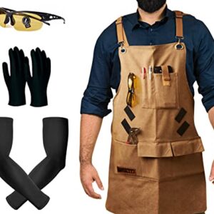 MR BRETT Work Apron, Grilling Aprons For Men With Pockets, Woodworking Tools And Equipment For DIY Projects, Bbq Accessories, Chef Apron, Welding Accessories And Tools, Kitchen Apron, Barber Apron