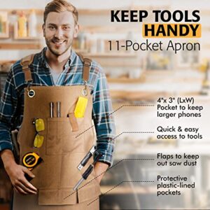 MR BRETT Work Apron, Grilling Aprons For Men With Pockets, Woodworking Tools And Equipment For DIY Projects, Bbq Accessories, Chef Apron, Welding Accessories And Tools, Kitchen Apron, Barber Apron