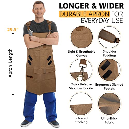 MR BRETT Work Apron, Grilling Aprons For Men With Pockets, Woodworking Tools And Equipment For DIY Projects, Bbq Accessories, Chef Apron, Welding Accessories And Tools, Kitchen Apron, Barber Apron