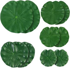 aiqinhu artificial lily pads for pond, 10 pcs 5 sizes realistic floating foam lotus leaves, large beautiful lifelike lily pads leaves for pond pool fountain garden decoration