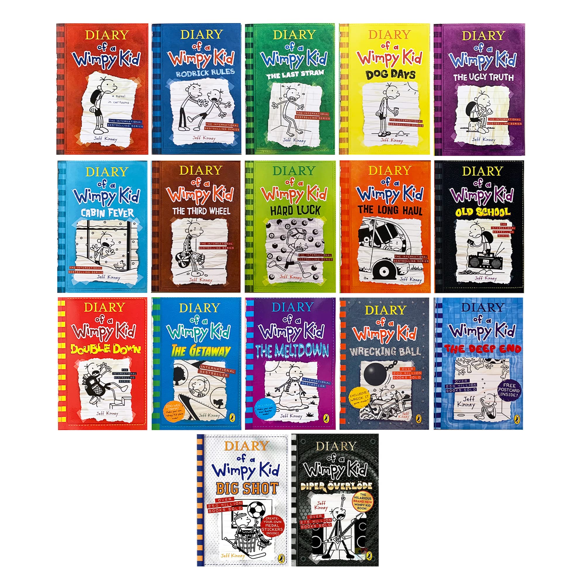 A Library of a Wimpy Kid 17 Boxed Complete Collection Series, 1-17 Paperback Edition Set,