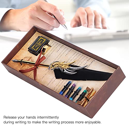 GOWENIC Calligraphy Pen Ink Set, Handcrafted Retro Quill Pen Set Quill Pen for Letter for Writing Gift Cards (Black)