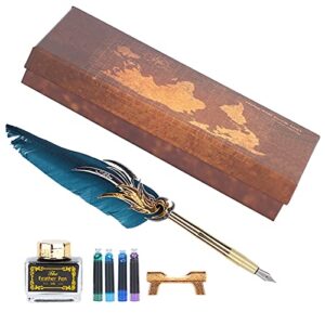 GOWENIC Calligraphy Pen Ink Set, Handcrafted Retro Quill Pen Set Quill Pen for Letter for Writing Gift Cards (Navy Blue)