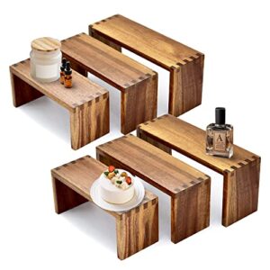 Acacia Wood Risers for Display Cupcake Stand for 24 Cupcakes, GIPIDER Perfume Stand NOT Acrylic Riser, Countertop Cup Cake Tier Stand Bathroom Organizer, Wood Riser NOT Acrylic Display Stands