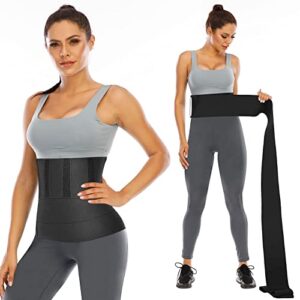 kdhgi waist wrap, waist trainer for women with loop design, tightness adjustable & non-slip, plus size, invisible & flexible for stomach, lower belly fat, post partum black