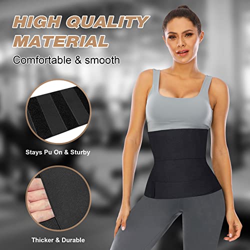 KDHGi Waist Wrap, Waist Trainer for Women with Loop Design, Tightness Adjustable & Non-Slip, Plus Size, Invisible & Flexible for Stomach, Lower Belly Fat, Post Partum Black