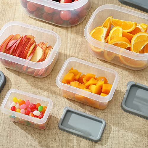 JJOO 10PCS Food Storage Containers with Lids (5 containers + 5 Lids), Reusable Meal Prep Container, Airtight Plastic freezer Containers for Pantry, Microwave and Dishwasher Safe, Grey