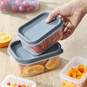 JJOO 10PCS Food Storage Containers with Lids (5 containers + 5 Lids), Reusable Meal Prep Container, Airtight Plastic freezer Containers for Pantry, Microwave and Dishwasher Safe, Grey