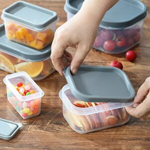 JJOO 10PCS Food Storage Containers with Lids (5 containers + 5 Lids), Reusable Meal Prep Container, Airtight Plastic freezer Containers for Pantry, Microwave and Dishwasher Safe, Grey