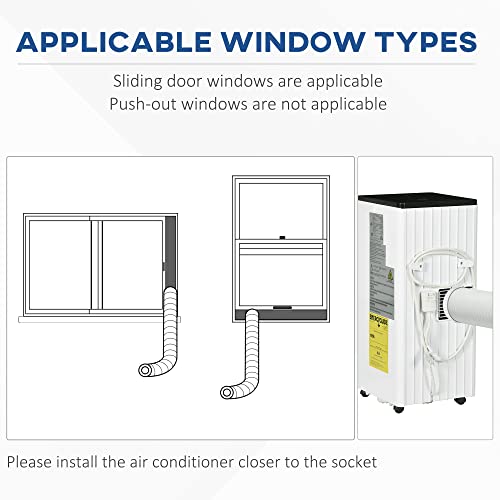HOMCOM 10,000 BTU Smart WiFi Portable Air Conditioners for Rooms Up to 237 Sq. Ft., Cool Dehumidifier Fan 3-in-1 Portable AC Unit with Remote, 24H Timer, Window Mount Kit Included, White