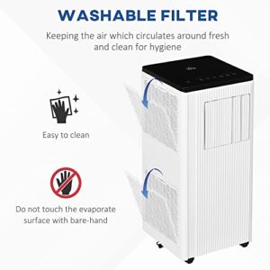 HOMCOM 10,000 BTU Smart WiFi Portable Air Conditioners for Rooms Up to 237 Sq. Ft., Cool Dehumidifier Fan 3-in-1 Portable AC Unit with Remote, 24H Timer, Window Mount Kit Included, White