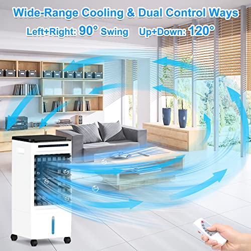 Portable Air Conditioners, 4-IN-1 Air Conditioner Portable for Room with 4 Modes 3 Speeds, 1.32 Gal Water Tank, Portable Ac w/Remote, 7H Timer, 90°Oscillation, Quiet Air Conditioner for Home Office