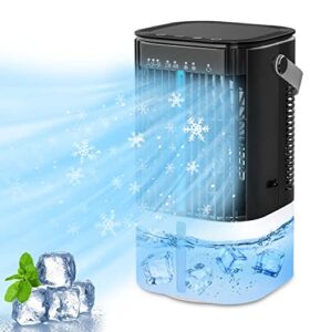 portable air conditioner, cooling air conditioners fan, 1000ml auto oscillating function - portable conditioner fans with 3 speeds 7-color led light for room, office, outdoor