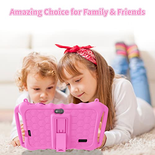7inch Tablet for Kids Android 11 Tablets 3GB 32GB Parental Control Children Learning Toddler Tablet Shockproof Kickstand Case, GMS Certified, Google Tableta YouTube Netflix (Pink)