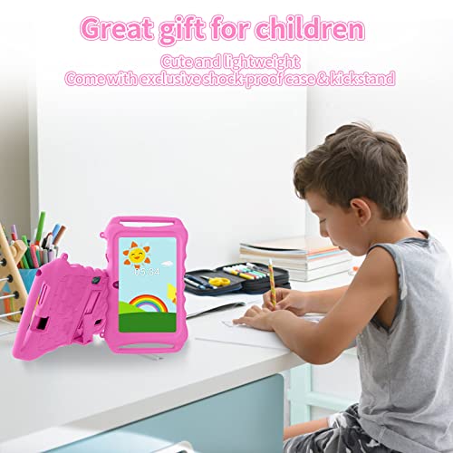 7inch Tablet for Kids Android 11 Tablets 3GB 32GB Parental Control Children Learning Toddler Tablet Shockproof Kickstand Case, GMS Certified, Google Tableta YouTube Netflix (Pink)