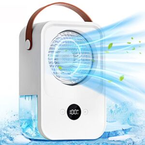 AEMEXT Small Portable Air Conditioner Cooling Fan with Voice Control Mini Evaporative Air Cooler with Humidifier 4000mAh Rechargeable Battery Operated Mini Ac Unit for Room Bedroom Office Desk Camping