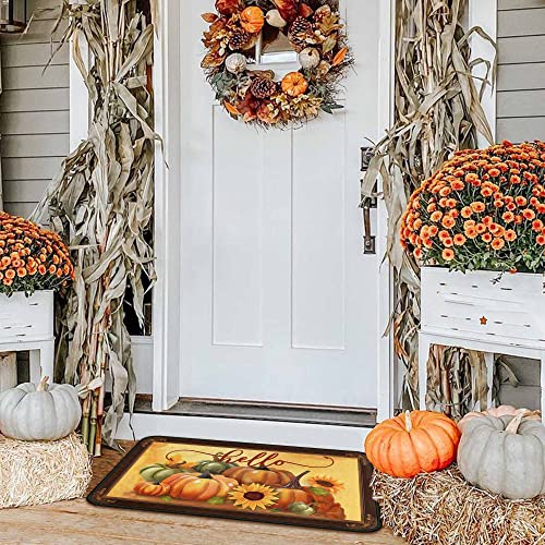 Fall Door Mat Outdoor, Fall Decorations for Home Pumpkins Doormat, Fall Decor Autumn Rug Welcome Mat for Entrance Home Decor, Thanksgiving Doormat for Home Front Door Indoor (17"x30")