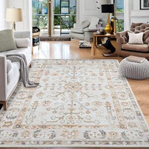 faironly indoor large modern persian area rug 8x10 boho floral rug, anti-slip backing boho vintage area rug, easy-cleaning non shedding,perfect for living room bed room dining room kitchen