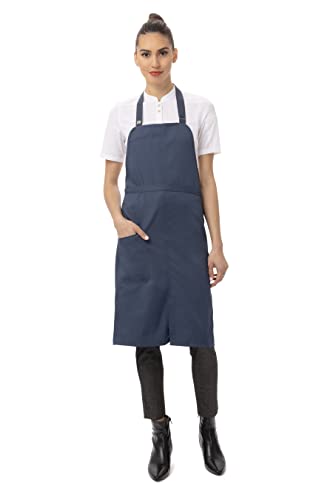 Chef Works Unisex Brio Bib Apron, Blue, One Size