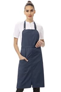 chef works unisex brio bib apron, blue, one size