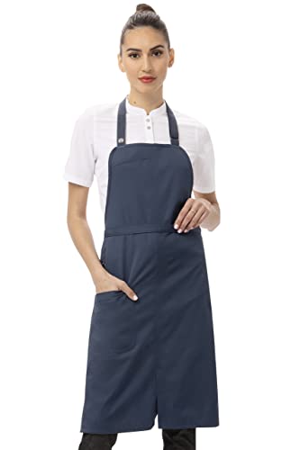 Chef Works Unisex Brio Bib Apron, Blue, One Size