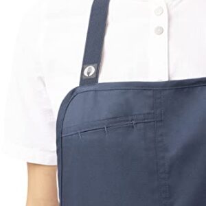 Chef Works Unisex Brio Bib Apron, Blue, One Size