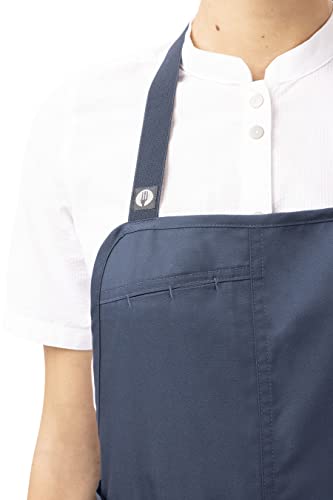 Chef Works Unisex Brio Bib Apron, Blue, One Size