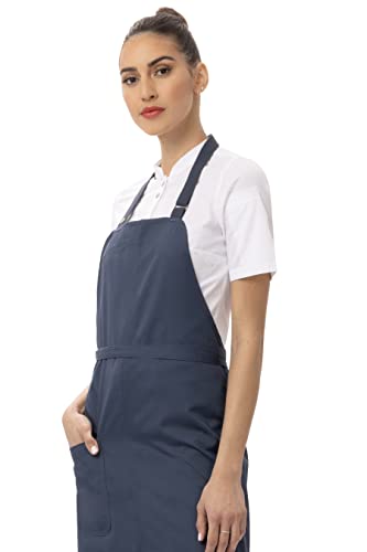 Chef Works Unisex Brio Bib Apron, Blue, One Size