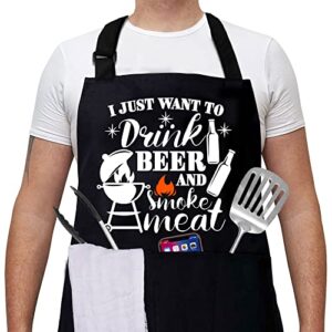 cusugbaso grill aprons for men, one size funny grilling aprons with three pockets birthday gifts for men, dad christmas gifts,house warming gifts