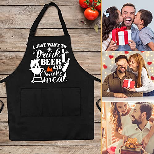 CUSUGBASO Grill Aprons for Men, One Size Funny Grilling Aprons with Three Pockets Birthday Gifts for Men, Dad Christmas Gifts,House Warming Gifts