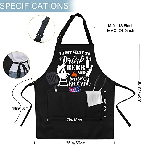 CUSUGBASO Grill Aprons for Men, One Size Funny Grilling Aprons with Three Pockets Birthday Gifts for Men, Dad Christmas Gifts,House Warming Gifts