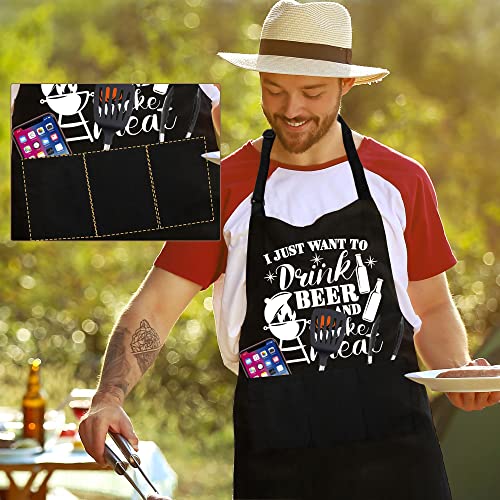 CUSUGBASO Grill Aprons for Men, One Size Funny Grilling Aprons with Three Pockets Birthday Gifts for Men, Dad Christmas Gifts,House Warming Gifts