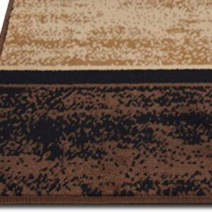 Champion Rugs Modern Contemporary Boxes Blocks Design Soft Indoor Brown Area Rug (8’ X 10’)