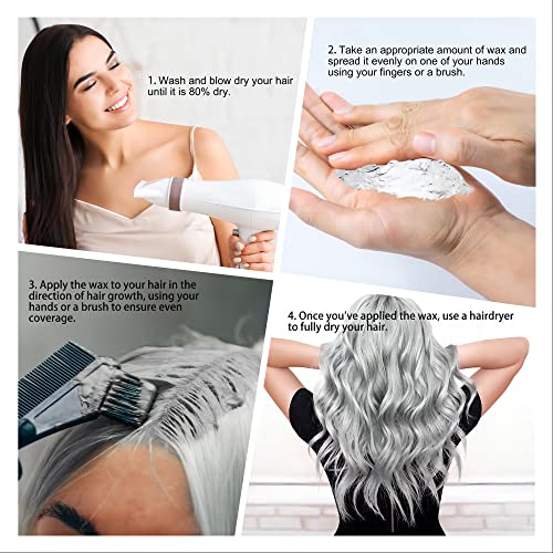 Temporary Silver Gray Hair Spray Color Wax 4.23 oz, Instant Natural Hairstyle Cream Dye, Disposable Coloring Mud for Men Women Youth, Grey Styling Pomades, Party Cosplay DIY Halloween