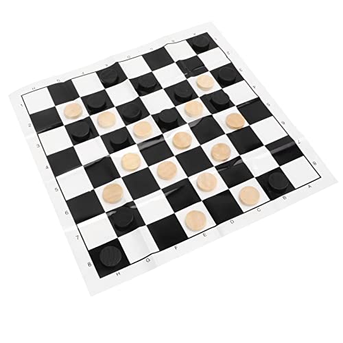 Yuecoom Plastic Travel Chess Set, Folding Roll up Chess Game Checkers Pieces Film Chessboard Transparent Plastic Box Set