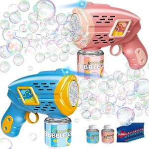 bubble machine bubble gun for toddlers 1-3, automatic 2 bubble guns with rich bubbles and colorful light kids toys for boys girls outdoor wedding bubbles party favors birthday gifts