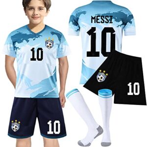 casmy kids youth argentina me-ssii jersey+soccer shorts world cup football sports team camo graphic shirts kit for boy girl