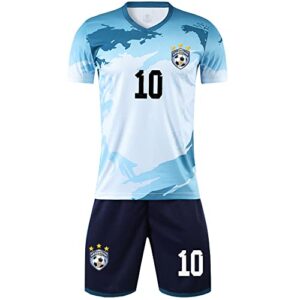 Casmy Kids Youth Argentina Me-Ssii Jersey+Soccer Shorts World Cup Football Sports Team Camo Graphic Shirts Kit for Boy Girl