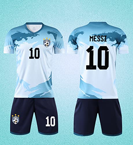 Casmy Kids Youth Argentina Me-Ssii Jersey+Soccer Shorts World Cup Football Sports Team Camo Graphic Shirts Kit for Boy Girl