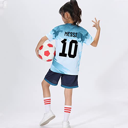 Casmy Kids Youth Argentina Me-Ssii Jersey+Soccer Shorts World Cup Football Sports Team Camo Graphic Shirts Kit for Boy Girl