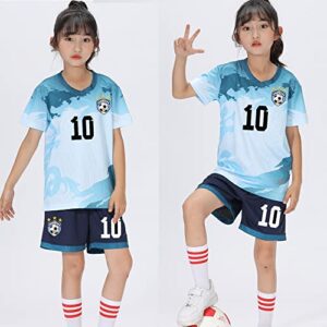 Casmy Kids Youth Argentina Me-Ssii Jersey+Soccer Shorts World Cup Football Sports Team Camo Graphic Shirts Kit for Boy Girl