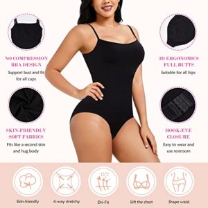 Nebility Shapewear Waist Trainer Bodysuits Women Clothing Tummy Control Seamless Full Body Shaper Square Neck Jumpsuits Top(Black,Large)