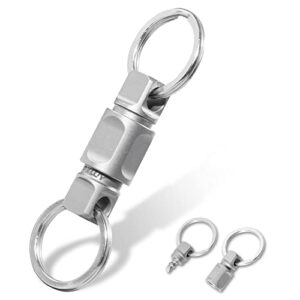 rxluy titanium quick release keychain, detachable convenient double-end swivel edc key chain ring clip holder car accessory