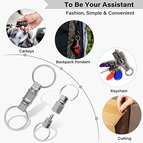 RXLUY Titanium Quick Release Keychain, Detachable Convenient Double-End Swivel EDC Key Chain Ring Clip Holder Car Accessory