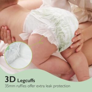 Momcozy Newborn Diapers, Natural Bamboo Diapers Hypoallergenic for Sensitive Skin, 12 Hours Dry by Breathable liner and Absorbent Core with Leak-proof 3D Legcuffs, Disposable Diapers Size 1 (80 Count)