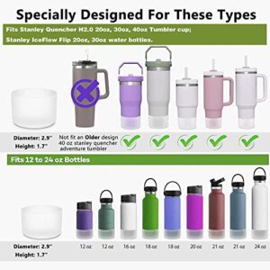 2Pcs Silicone Boot for Stanley Quencher H2.0/IceFlow Flip/Hydroflask 20oz 30oz 40oz Tumblers- Silicone Bumper Boot Sleeve for Stanley Cup with Handle Accessories Anti-Scratch Bottle Protective Cover