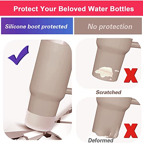 2Pcs Silicone Boot for Stanley Quencher H2.0/IceFlow Flip/Hydroflask 20oz 30oz 40oz Tumblers- Silicone Bumper Boot Sleeve for Stanley Cup with Handle Accessories Anti-Scratch Bottle Protective Cover